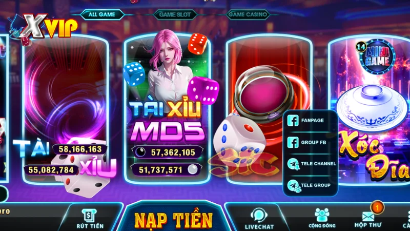 Tham gia trải nghiệm game Tài Xỉu tại nhà cái trực tuyến Xvip